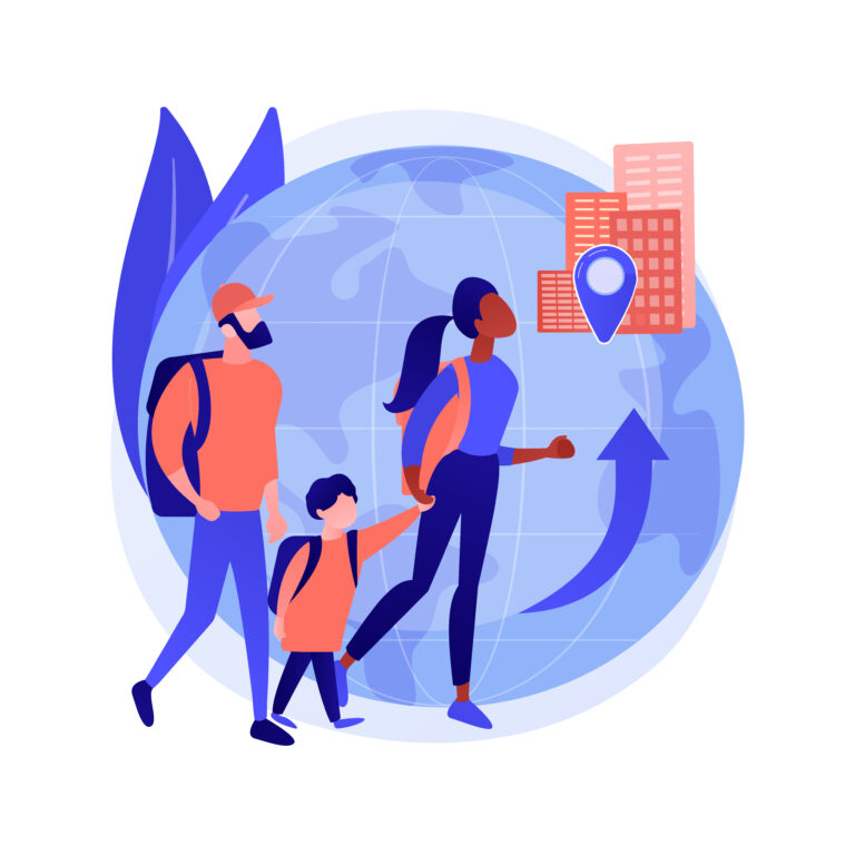 Internal migration abstract concept vector illustration.